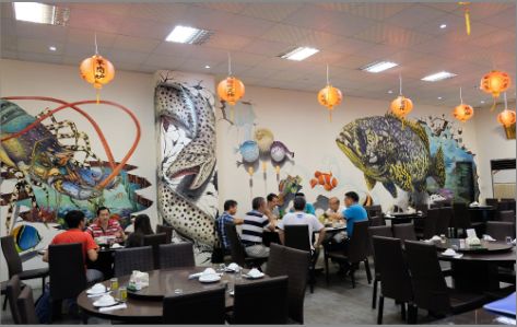 辰溪海鲜餐厅墙体彩绘